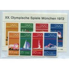ALEMANIA OCCIDENTAL 1972 SERIE COMPLETA DE ESTAMPILLAS NUEVAS MINT + BLOQUE 19 EUROS